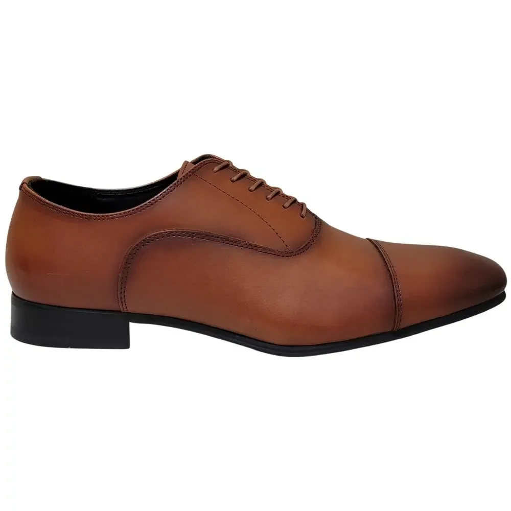INC INTL Concepts Men Silas Cap Toe Dress Oxfords Size US 12M Brown Leather